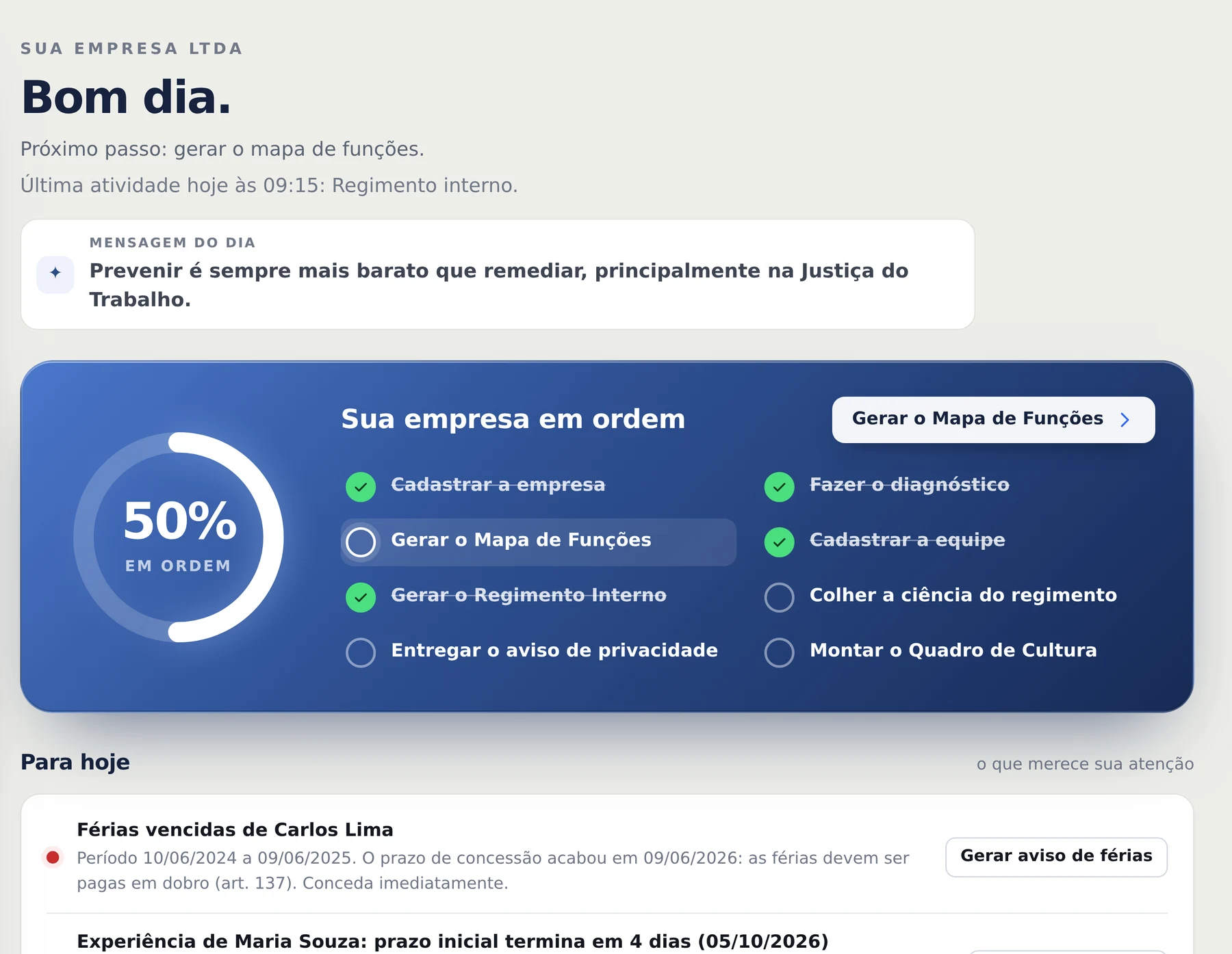 Início: o que fazer hoje